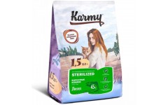 KARMY сухой корм Стерилайзд для стерилизованных кошек и кастированных котов Лосось. Вес: 1,5 кг