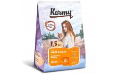 KARMY сухой корм Хэйр энд Скин для кошек, поддерживающий здоровье кожи и шерсти Лосось. Вес: 400 г