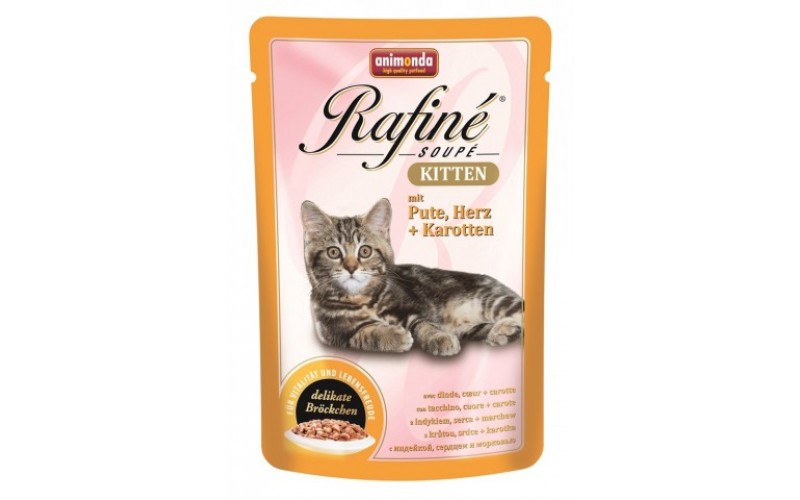 Animonda Паучи для котят с индейкой, сердцем и морковью (Rafine Soupe Kitten). Вес: 100 г