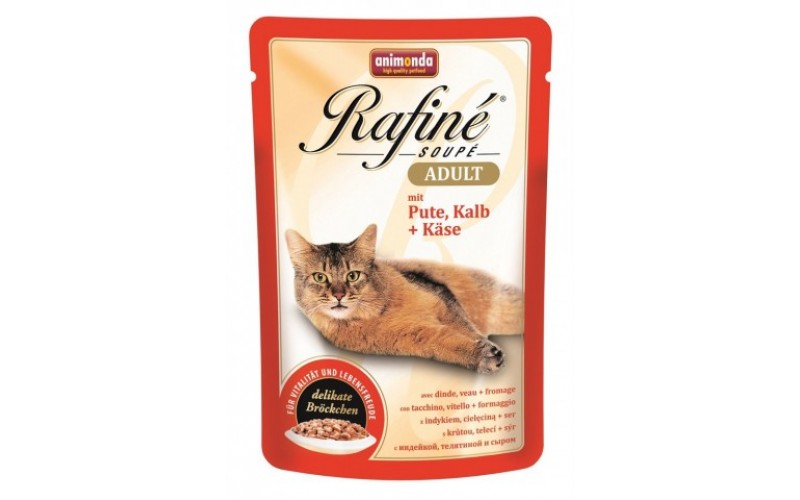 Animonda Паучи для кошек с индейкой, телятиной и сыром (Rafine Soupe Adult). Вес: 100 г