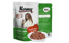 KARMY STERILIZED корм для стерилизованных кошек и кастрированных котов Пауч Телятина в соусе. Вес: 80 г