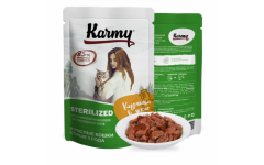 KARMY STERILIZED корм для стерилизованных кошек и кастрированных котов Пауч Курица в соусе. Вес: 80 г