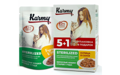 KARMY НАБОР (5+1) ADULT корм для кошек консервы Курица в соусе. Вес: 5х80 г