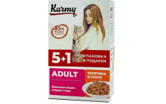KARMY НАБОР (5+1) ADULT корм для кошек консервы Телятина в соусе. Вес: 5х80 г